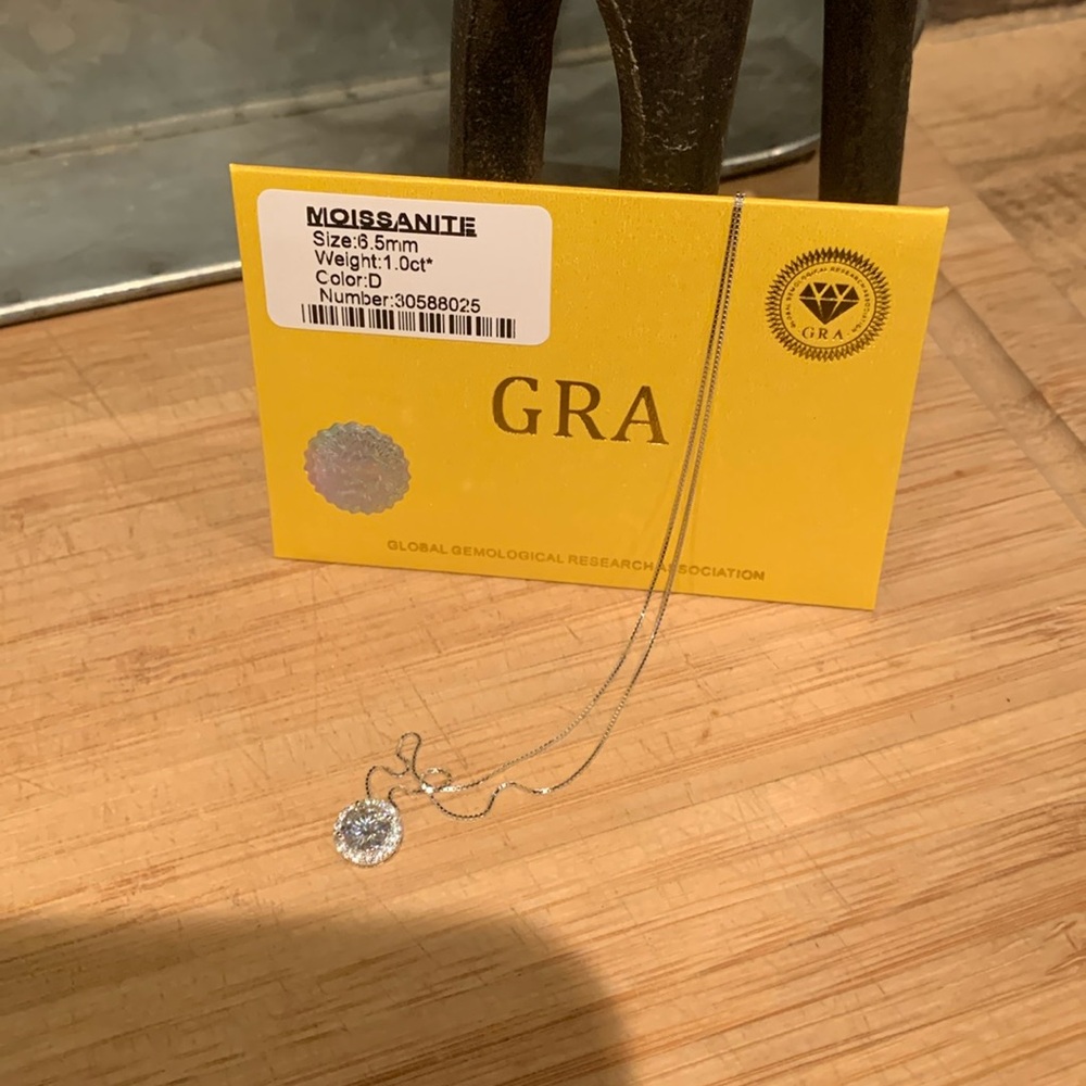 Over 1 cttw Moissanite halo Necklace
